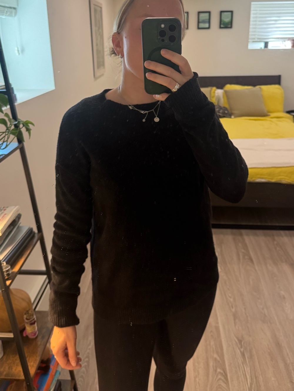 & Other Stories Dark Charcoal Textured Crewneck Sweater